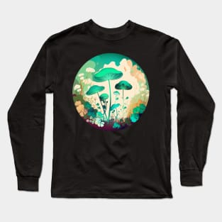 Groovy Cottagecore Mushrooms in the Forest Long Sleeve T-Shirt